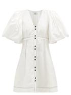 Aje - Cherished Puff-sleeve Linen Mini Dress - Womens - Ivory