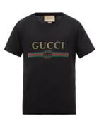 Gucci - Web-stripe Logo Cotton-jersey T-shirt - Mens - Black