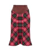 Matchesfashion.com Marine Serre - Fluted Hem Denim And Tartan Pencil Skirt - Womens - Pink Multi