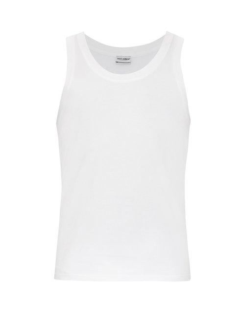 Matchesfashion.com Dolce & Gabbana - Set Of Two Cotton Jersey Vests - Mens - White