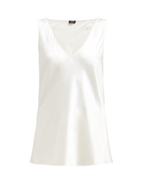 Matchesfashion.com Joseph - Meg V Neck Satin Top - Womens - Ivory