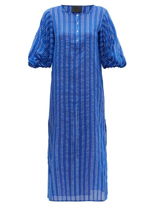 Matchesfashion.com Love Binetti - Stir It Up Striped Cotton Dress - Womens - Blue