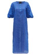 Matchesfashion.com Love Binetti - Stir It Up Striped Cotton Dress - Womens - Blue