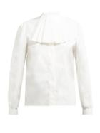 Matchesfashion.com Gucci - Pleated Neck Cotton Poplin Shirt - Womens - White