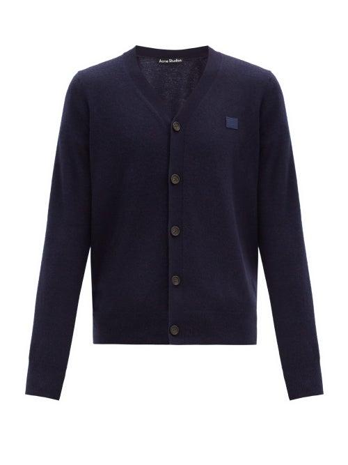 Matchesfashion.com Acne Studios - Face-logo Wool Cardigan - Mens - Navy