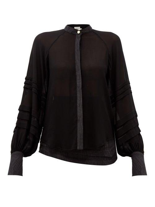 Matchesfashion.com Aje - Acacia Bishop Sleeve Blouse - Womens - Black