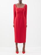 Emilia Wickstead - Jeana Square-neck Wool Dress - Womens - Red