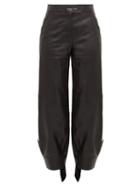 Matchesfashion.com Off-white - Tie Cuff Leather Trousers - Womens - Black