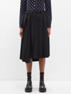 Comme Des Garons Comme Des Garons - Asymmetric Pleated-wool Midi Skirt - Womens - Black