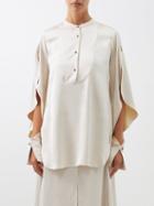 Palmer/harding Palmer//harding - Waterfall-sleeve Twill Tunic Shirt - Womens - Cream