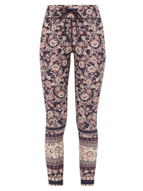 Matchesfashion.com The Upside - Paisley Print Stretch Jersey Cropped Leggings - Womens - Blue Multi