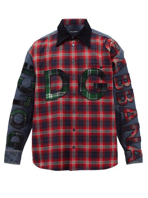 Dolce & Gabbana - Logo-appliqu Cotton-blend Flannel Shirt - Mens - Multi