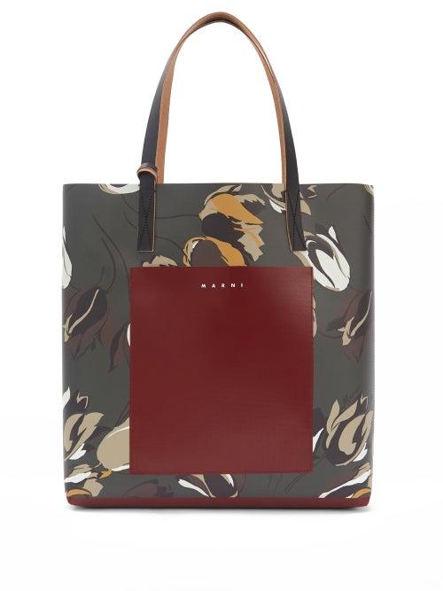 Ladies Bags Marni - Shopping Floral-print Tote Bag - Womens - Black Multi