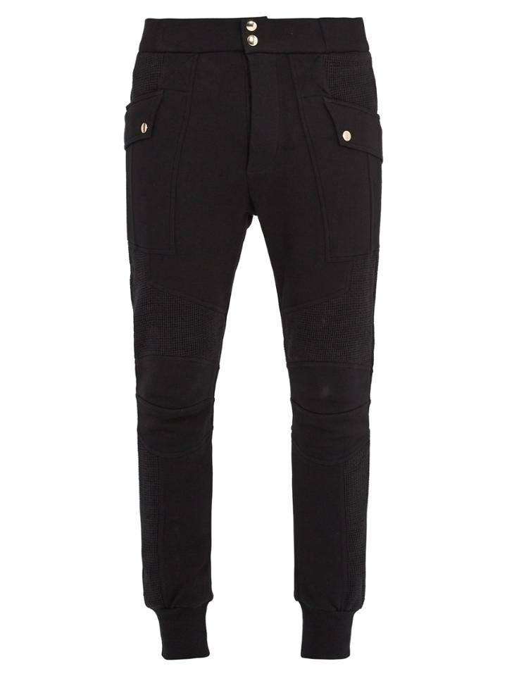 Balmain Contrast-panel Cotton Track Pants