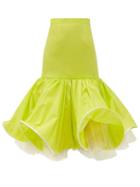 Matchesfashion.com Matty Bovan - Wired-hem Fluted Poplin Skirt - Womens - Green