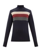 Matchesfashion.com Oliver Spencer - Talbot Striped Roll-neck Wool Sweater - Mens - Navy