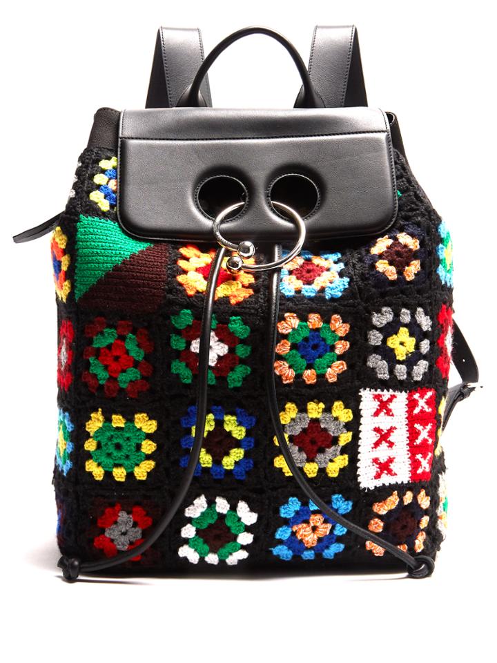 J.w.anderson Pierce Crochet And Leather Backpack