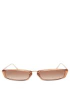 Matchesfashion.com Linda Farrow - Rectangle Frame Gold Plated Sunglasses - Womens - Light Brown