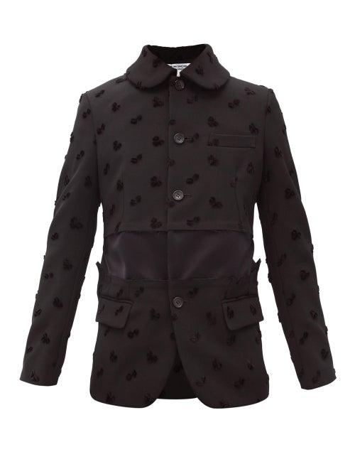 Matchesfashion.com Comme Des Garons Comme Des Garons - Velvet Clover-appliqu Twill Jacket - Womens - Black