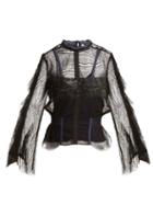 Matchesfashion.com Jonathan Simkhai - Bell Sleeved Layered Lace Blouse - Womens - Black
