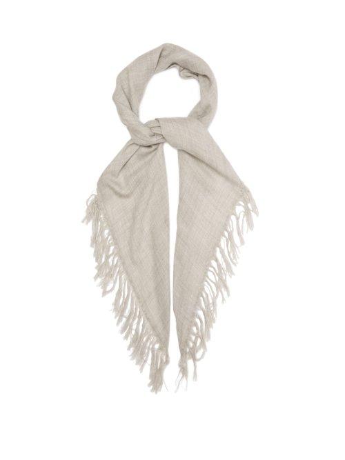 Matchesfashion.com Raey - Fringed Western Style Cashmere Scarf - Womens - Grey
