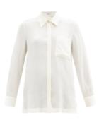 Matchesfashion.com Salvatore Ferragamo - Patch-pocket Mulberry-silk Blouse - Womens - Ivory