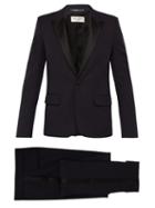 Matchesfashion.com Saint Laurent - Single Breasted Satin Trim Wool Tuxedo - Mens - Black