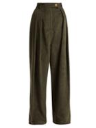 Matchesfashion.com A.w.a.k.e. - Wide Leg Corduroy Trousers - Womens - Dark Green