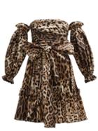 Matchesfashion.com Dolce & Gabbana - Leopard Print Off The Shoulder Silk Mini Dress - Womens - Leopard