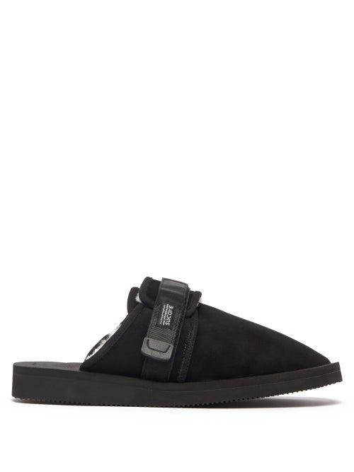 Suicoke - Zavo-mab Suede Slippers - Mens - Black