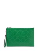 Matchesfashion.com Gucci - Gg-monogram Perforated-leather Pouch - Mens - Green
