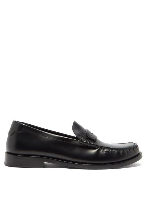 Saint Laurent - Adrien Leather Penny Loafers - Womens - Black