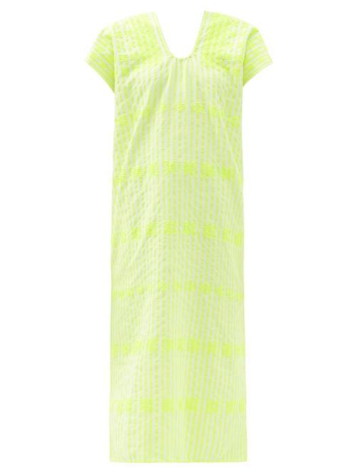 Matchesfashion.com Pippa Holt - No.269 Embroidered Striped Cotton Kaftan - Womens - Yellow