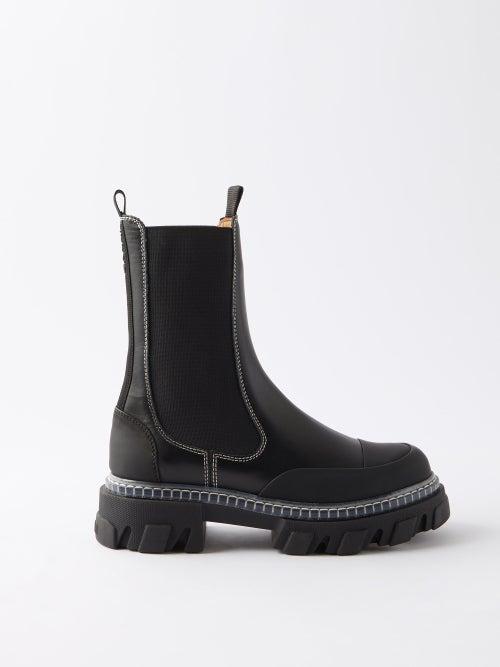 Ganni - Chunky 50 Leather Chelsea Boots - Womens - Black