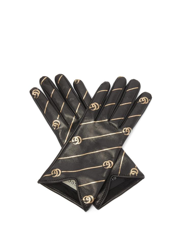 Gucci Printed Leather Gloves