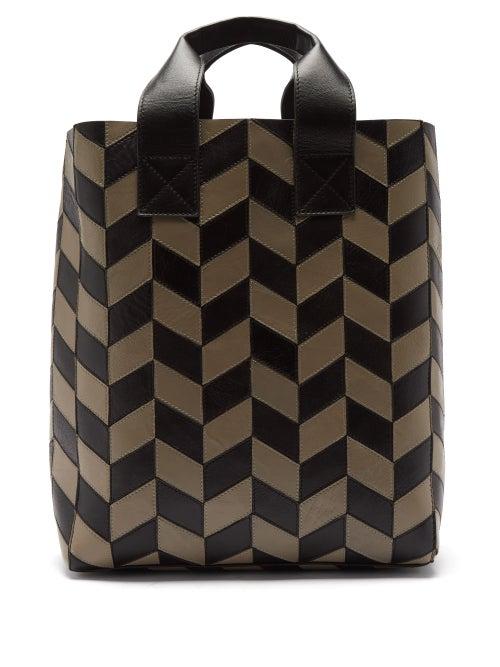 Stand Studio - Amia Patchwork-leather Tote Bag - Womens - Black Beige