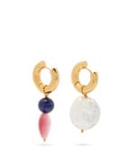 Matchesfashion.com Timeless Pearly - Mismatched Pearl And Lapis Gold-plated Earrings - Womens - Gold