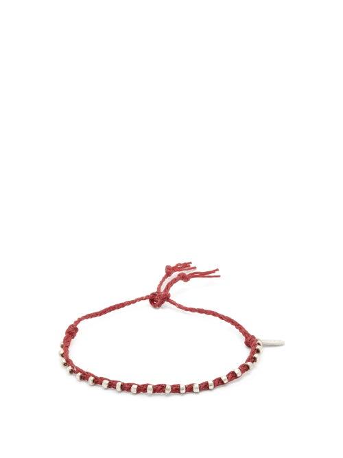 Matchesfashion.com Paul Smith - Silver Embellished Cotton Friendship Bracelet - Mens - Red