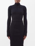 Balenciaga - Detachable-sleeve Ribbed Wool-blend Sweater - Womens - Navy