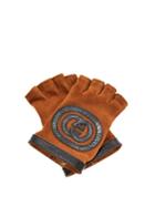 Matchesfashion.com Gucci - Suede And Leather Fingerless Gloves - Womens - Brown