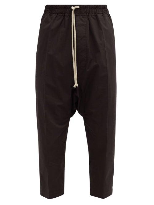 Matchesfashion.com Rick Owens - Cropped Drawstring Cotton Trousers - Mens - Black