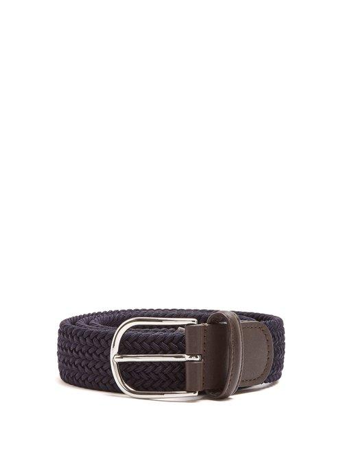 Matchesfashion.com Anderson's - Woven Elasticated Belt - Mens - Navy