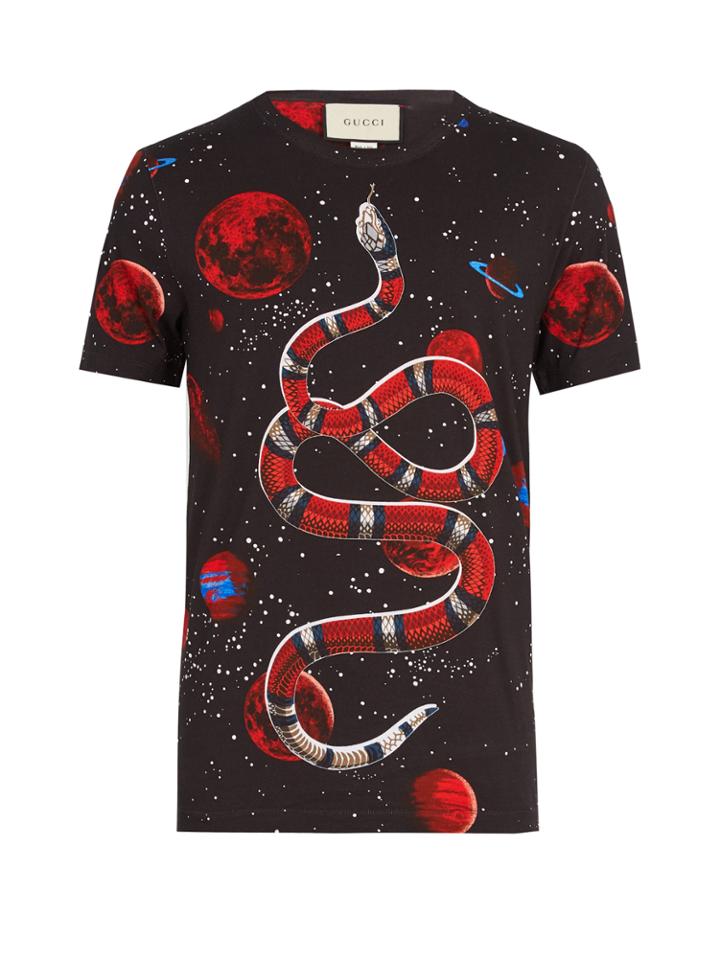 Gucci Space Snake-print Cotton T-shirt