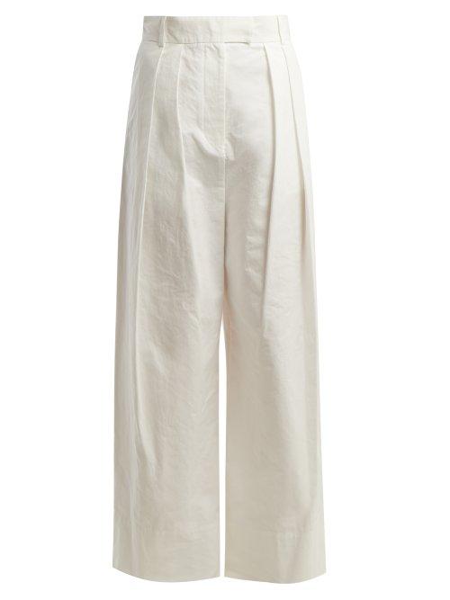 Matchesfashion.com A.w.a.k.e. - High Rise Wide Leg Trousers - Womens - White