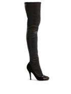 Matchesfashion.com Valentino - Crystal Embellished Over The Knee Leather Boots - Womens - Black
