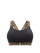 Ladies Beachwear Versace - Greco-meander Jacquard Bikini Top - Womens - Black Multi