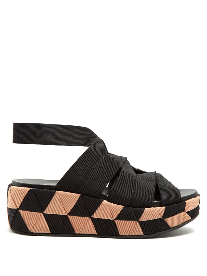 Salvatore Ferragamo Elettra Canvas Flatform Sandals