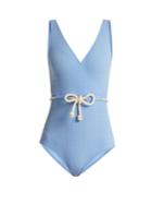 Lisa Marie Fernandez Yasmin V-neck Tie-waist Seersucker Swimsuit