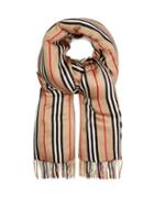 Matchesfashion.com Burberry - Check & Icon Stripe Padded Cashmere And Silk Scarf - Womens - Beige Multi