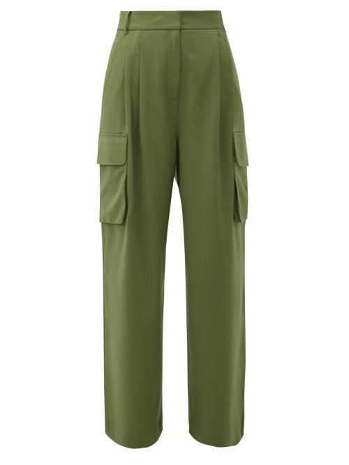 Matchesfashion.com Tibi - Crepe Wide-leg Cargo Trousers - Womens - Green